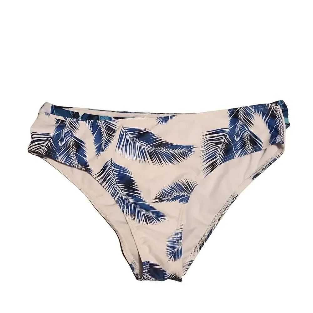 Shein Ladies Size XL White & Blue Palm Print Bikini Bottom